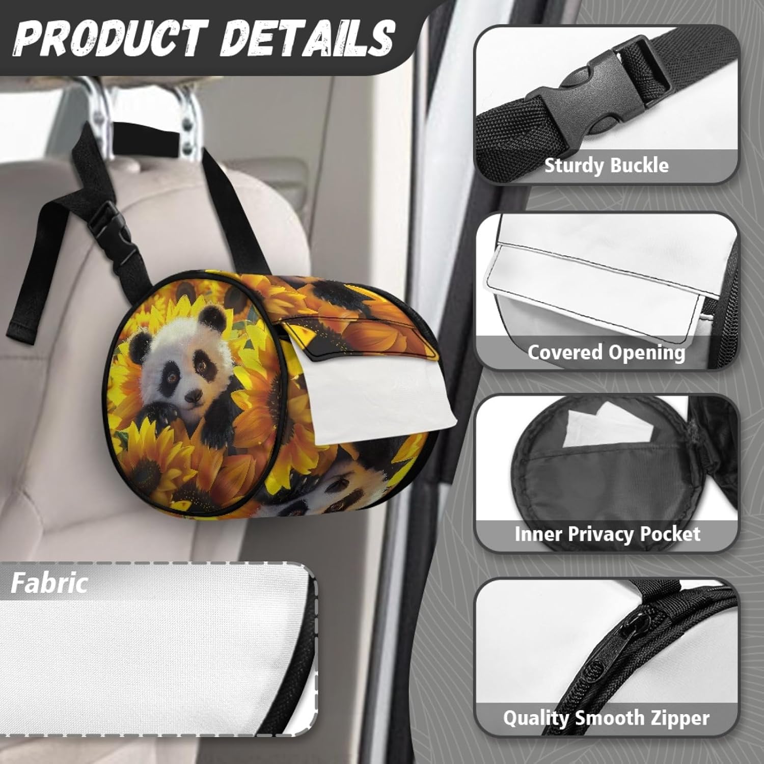 Panda Baby Portable Hanging Toilet Paper Holder for Camping Hiking and Home Use