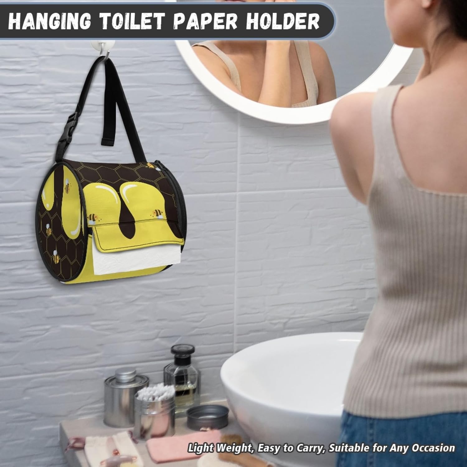 Get Safe Durable GLENLCWE Bee Honey Toilet Paper Holder for Your Home Gift