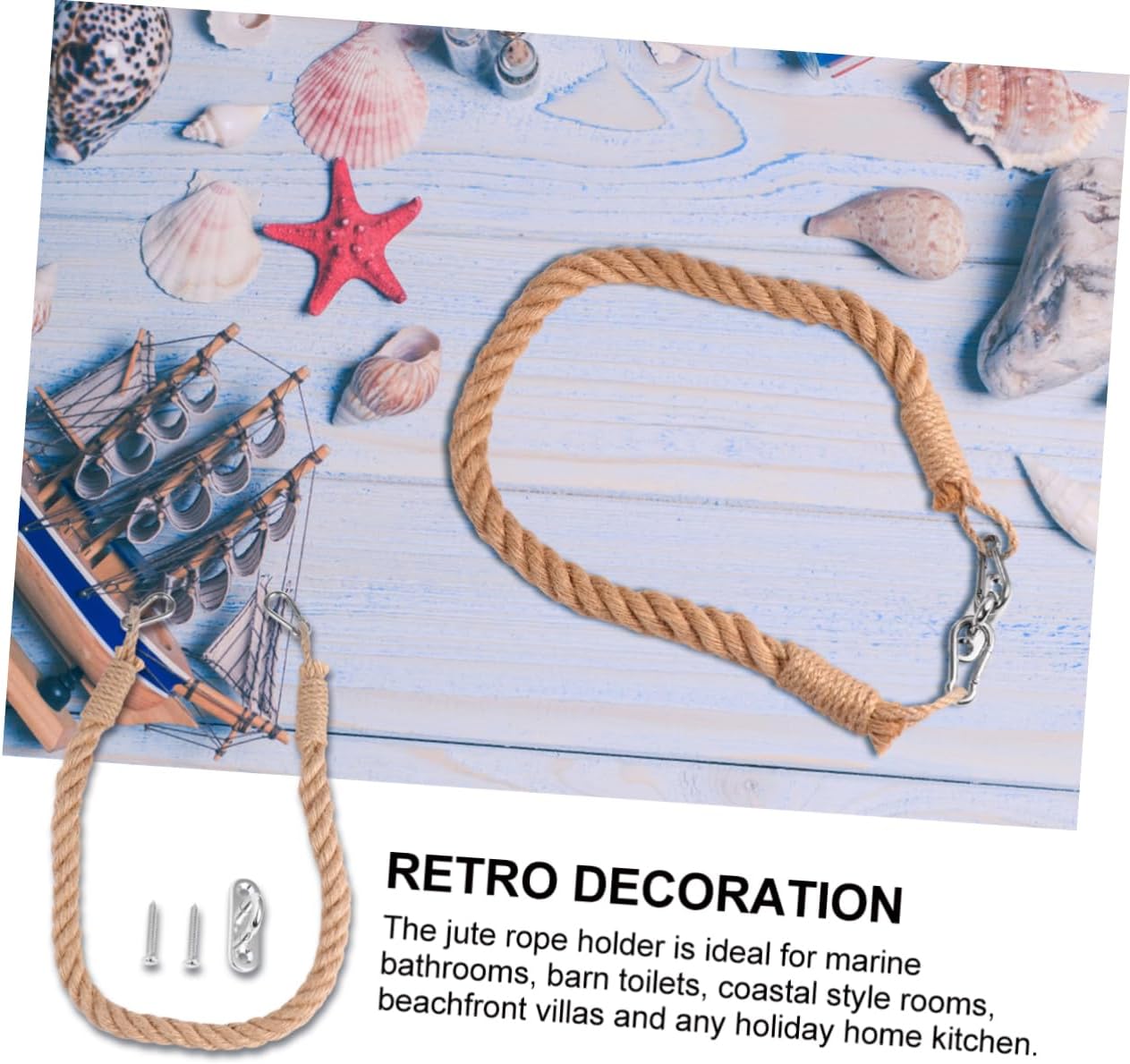 Elegant Nautical Jute Rope Towel Holder for Bathroom Decor 10 Words