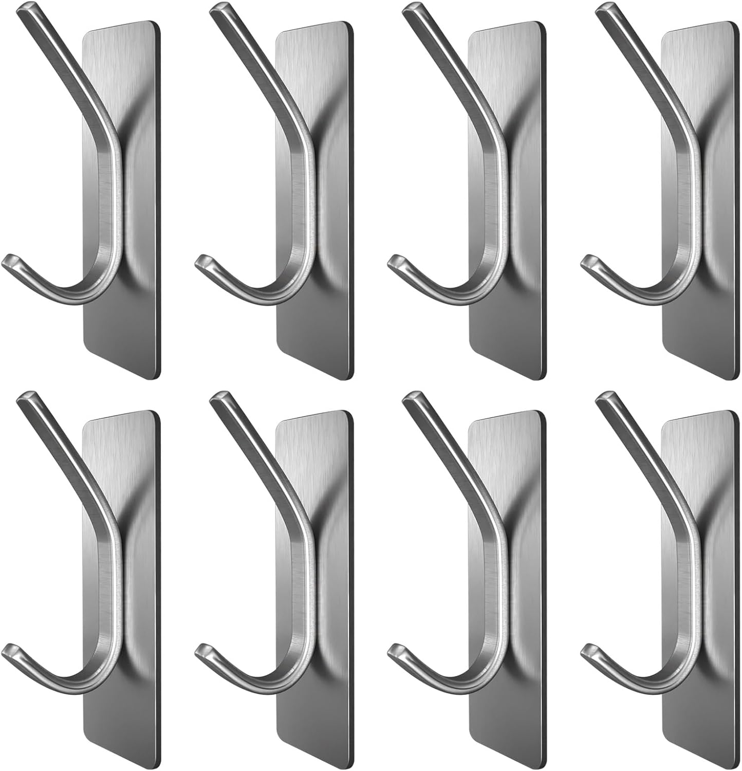 8PCS Berkwood Self-Adhesive Stainless Steel Towel Hook Wall-Mounted Berkshire White 5LB Capacity