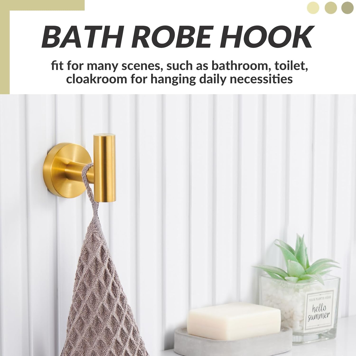 Sturdy Stainless Steel Robe Hook Brushed Gold Wall Hook for Home Storage