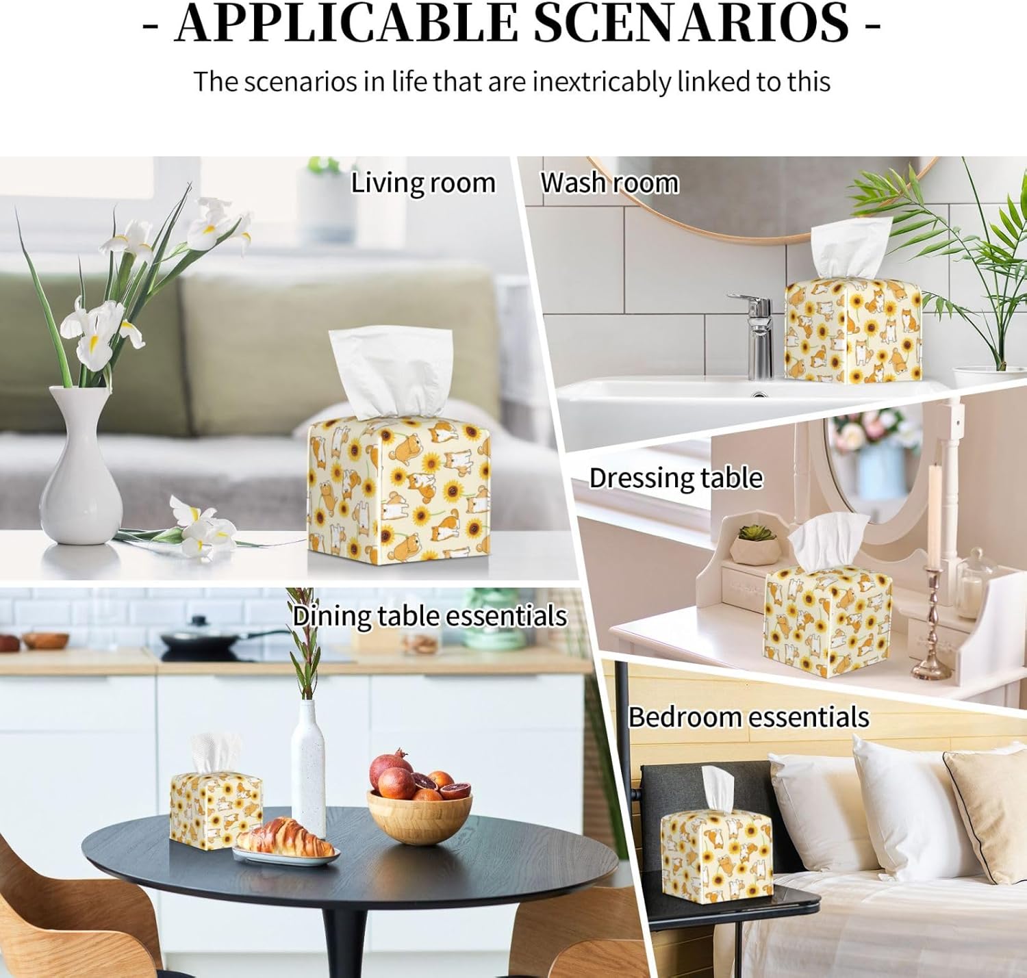 Premium Shiba Inuprint Leather Tissue Box Holder for HomeCar -Long-lasting Durable Design