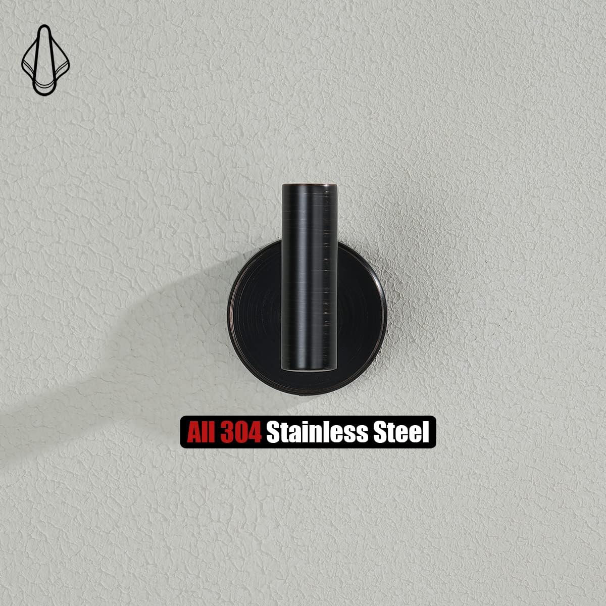 Sturdy 304 Stainless Steel Towel Hook with Oil Rubbed Bronze Finish Pack of 4 for Bathroom Kitchen Garage and More