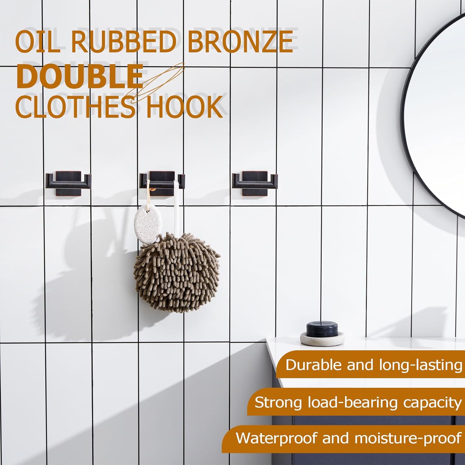 KOKOSIRI Robe Hook Set 3 x Oil Rubbed Bronze Towel Coat Hook for Bathroom Kitchen 100ml Capacity