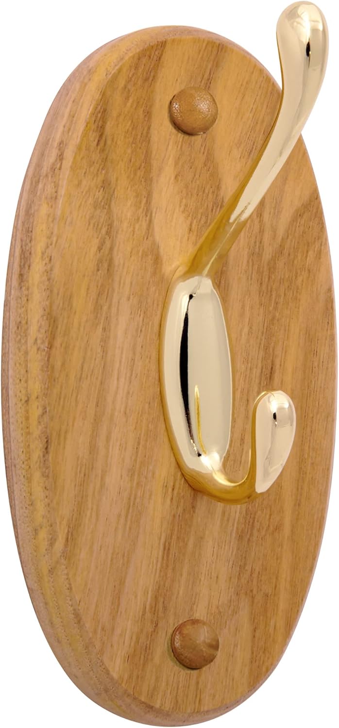 Multi-Use Robust Hook in Rustic Oak for Bathroom Kitchen or Closet