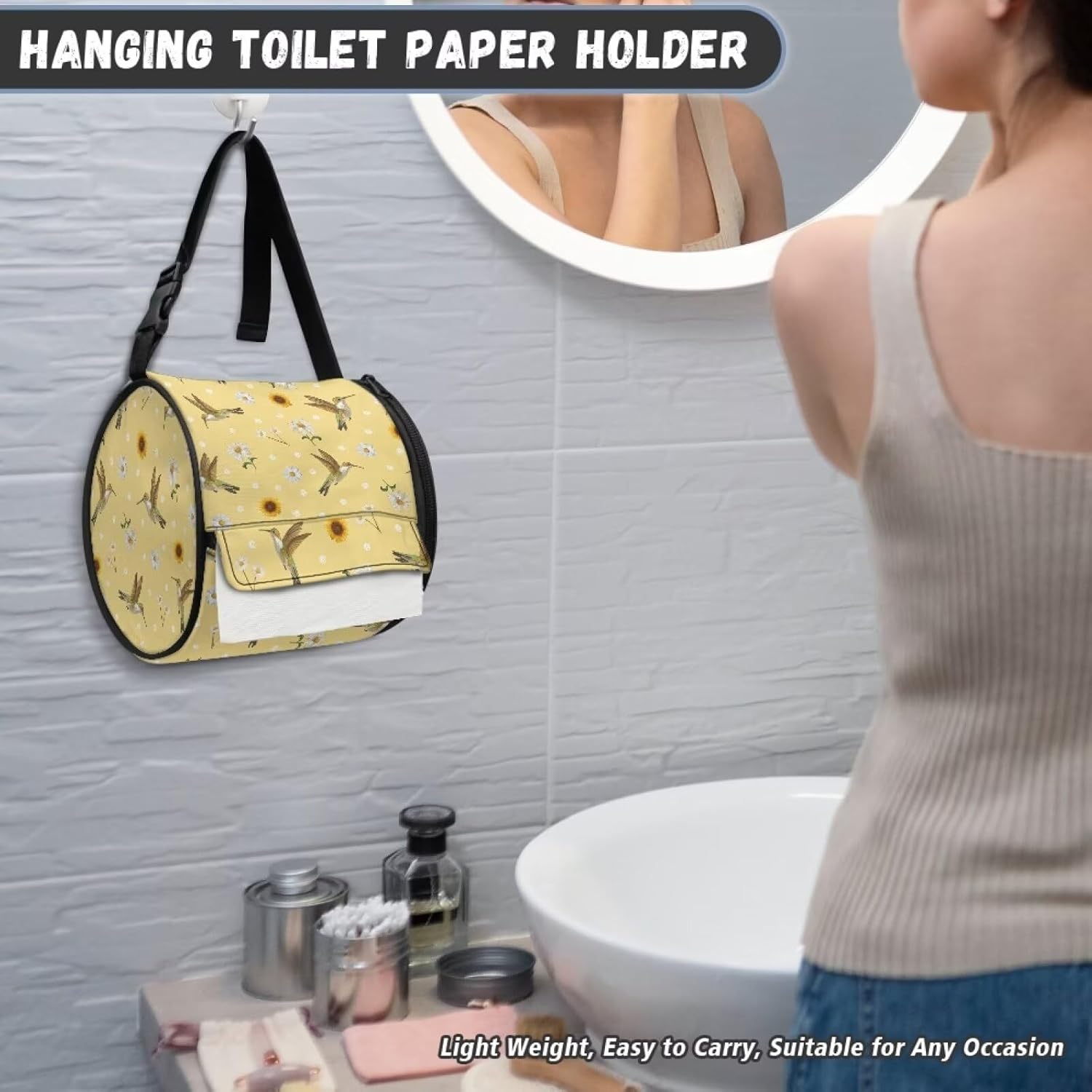 Vibrant Adjustable Hook - Hanging Toilet Paper Organizer for Outdoor Use Vintage Camouflage Design Reusable Durable