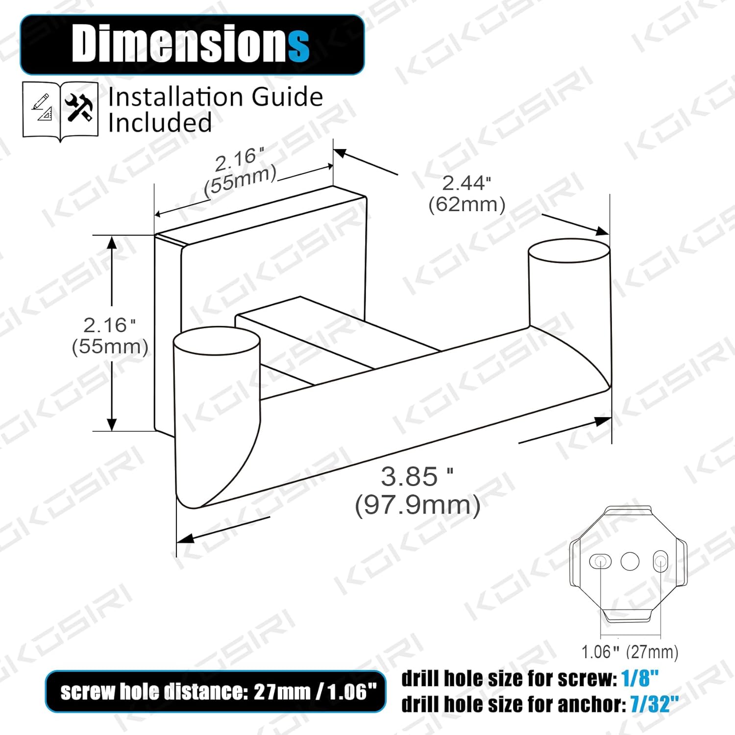 KOKOSIRI Robe Hook Set 3 x Oil Rubbed Bronze Towel Coat Hook for Bathroom Kitchen 100ml Capacity