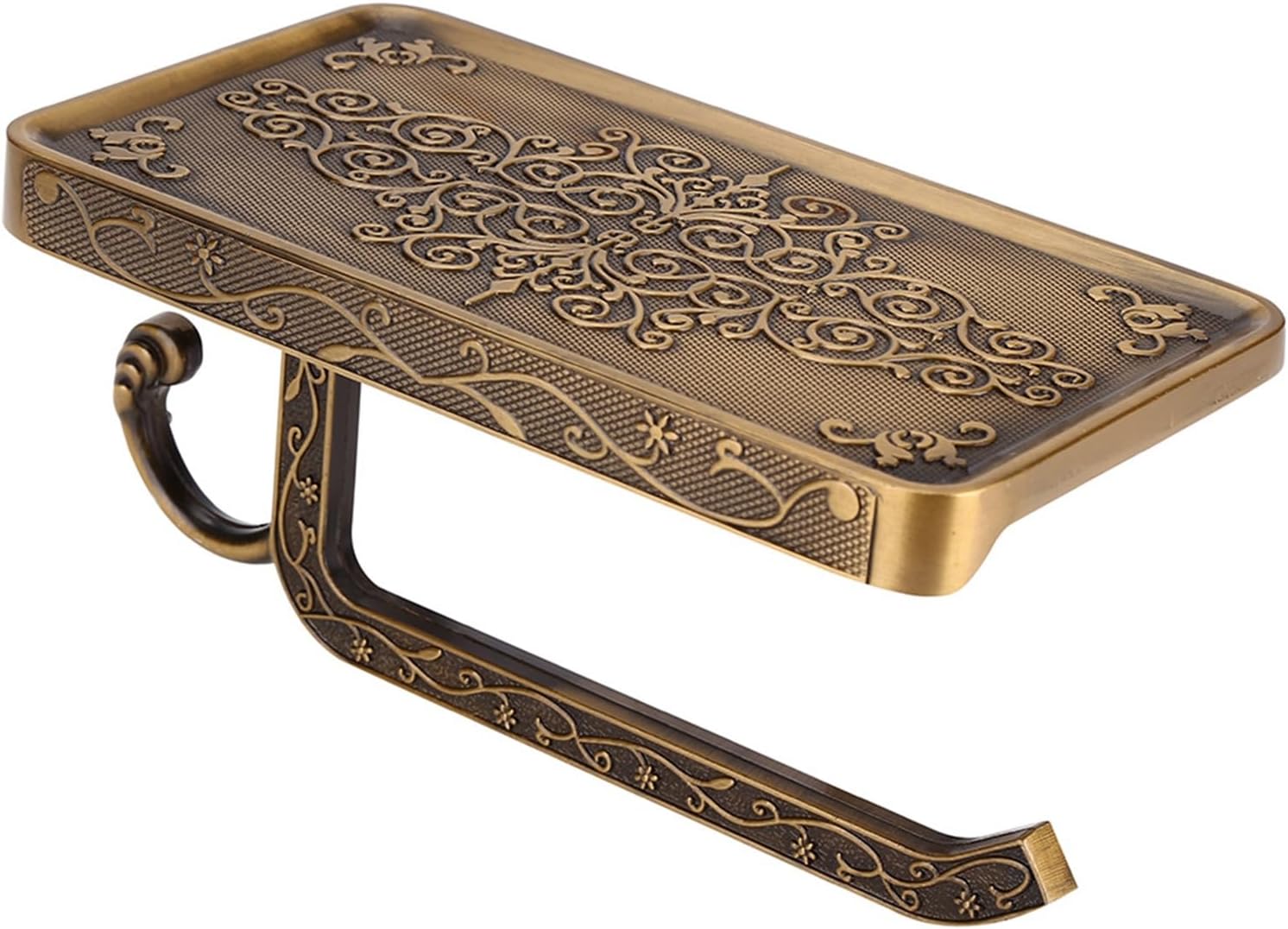 Vintage Antique Brass Toilet Paper Holder with Hook