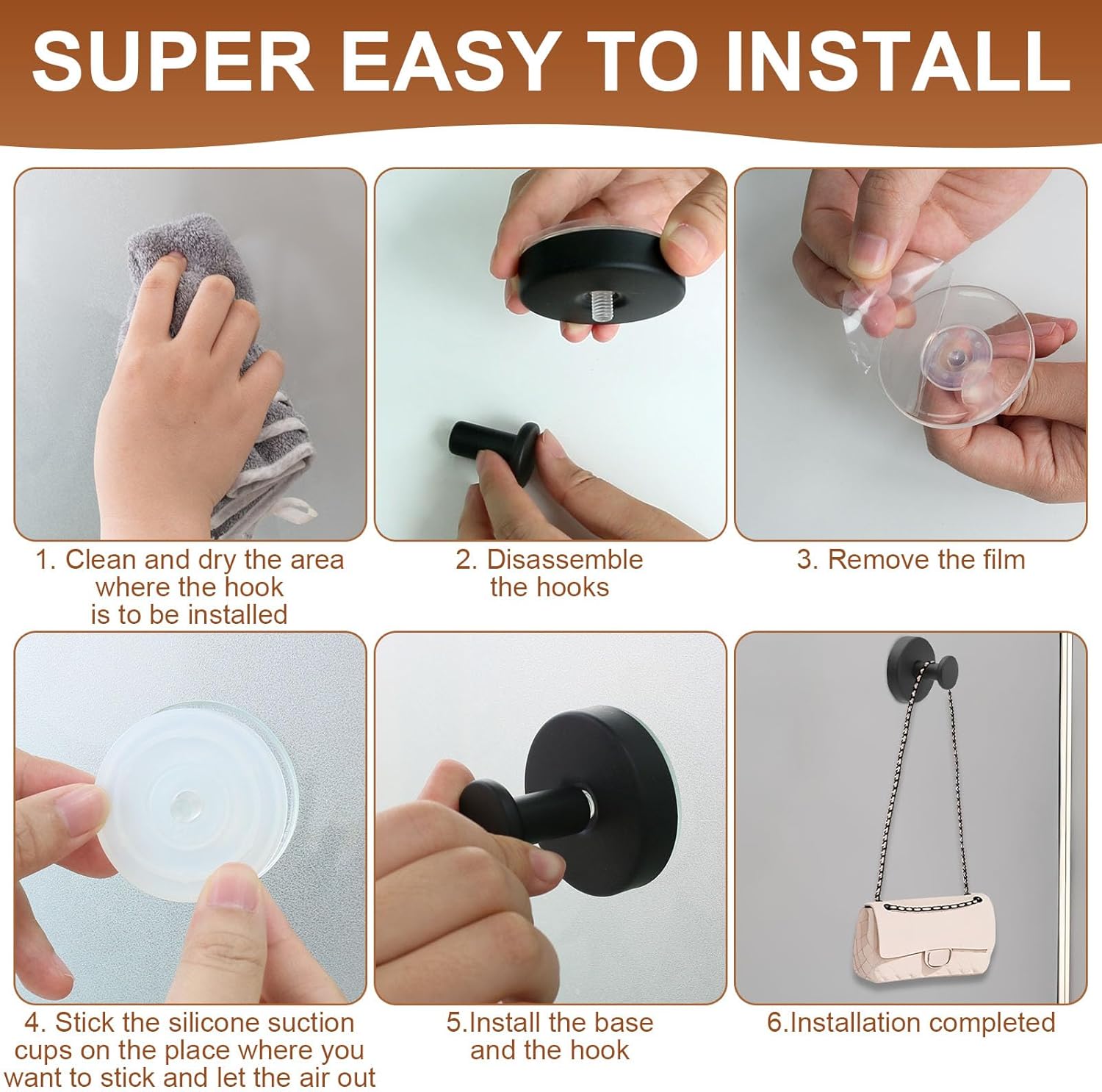 2Pack Suction Cup Towel Hook Set for Bathroom Heavy Duty Compact Design No Drilling Required