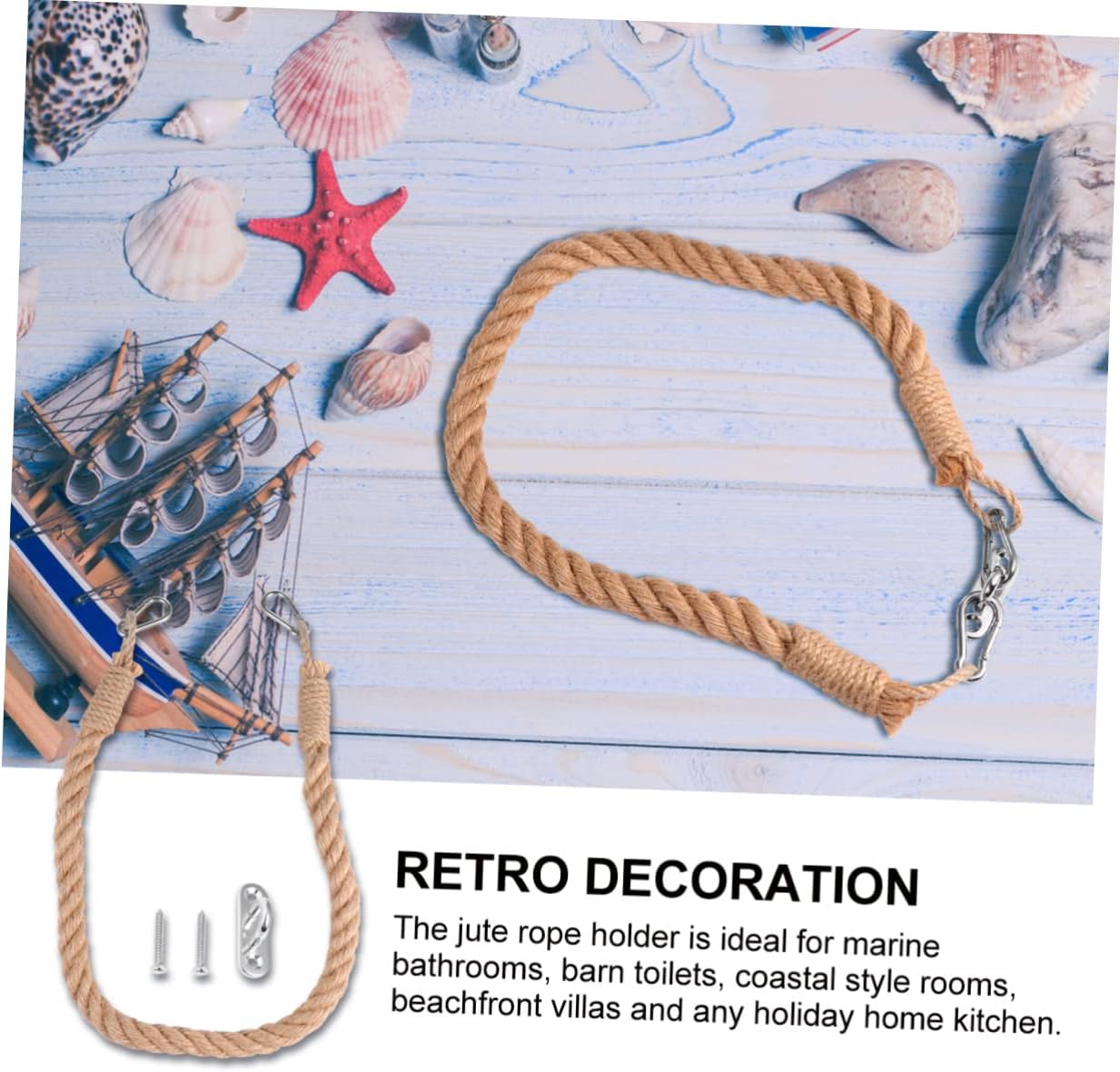 HoliBANNA Retro Toilet Paper Towel Holder with Nautical Rope Decor for Bathroom