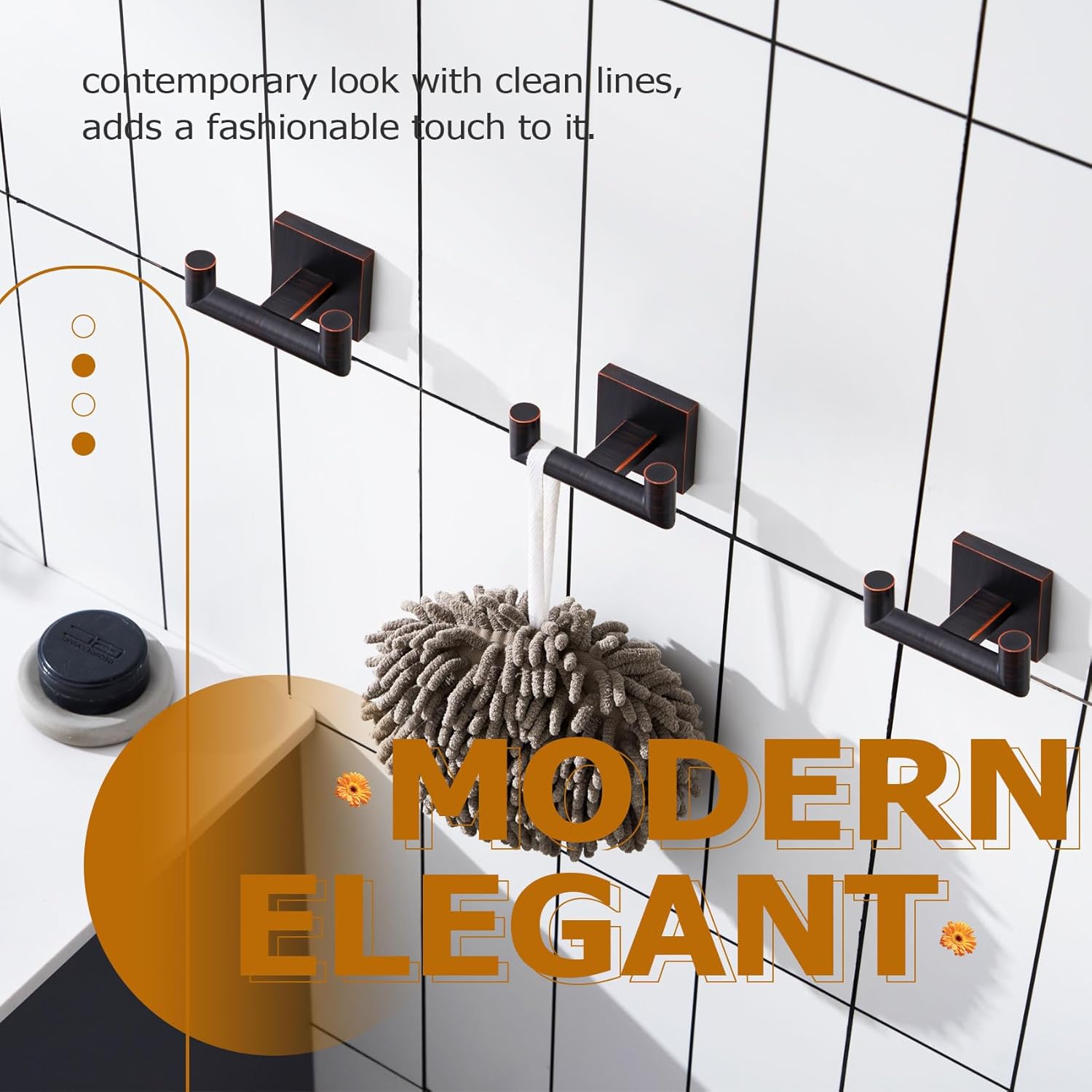 KOKOSIRI Robe Hook Set 3 x Oil Rubbed Bronze Towel Coat Hook for Bathroom Kitchen 100ml Capacity