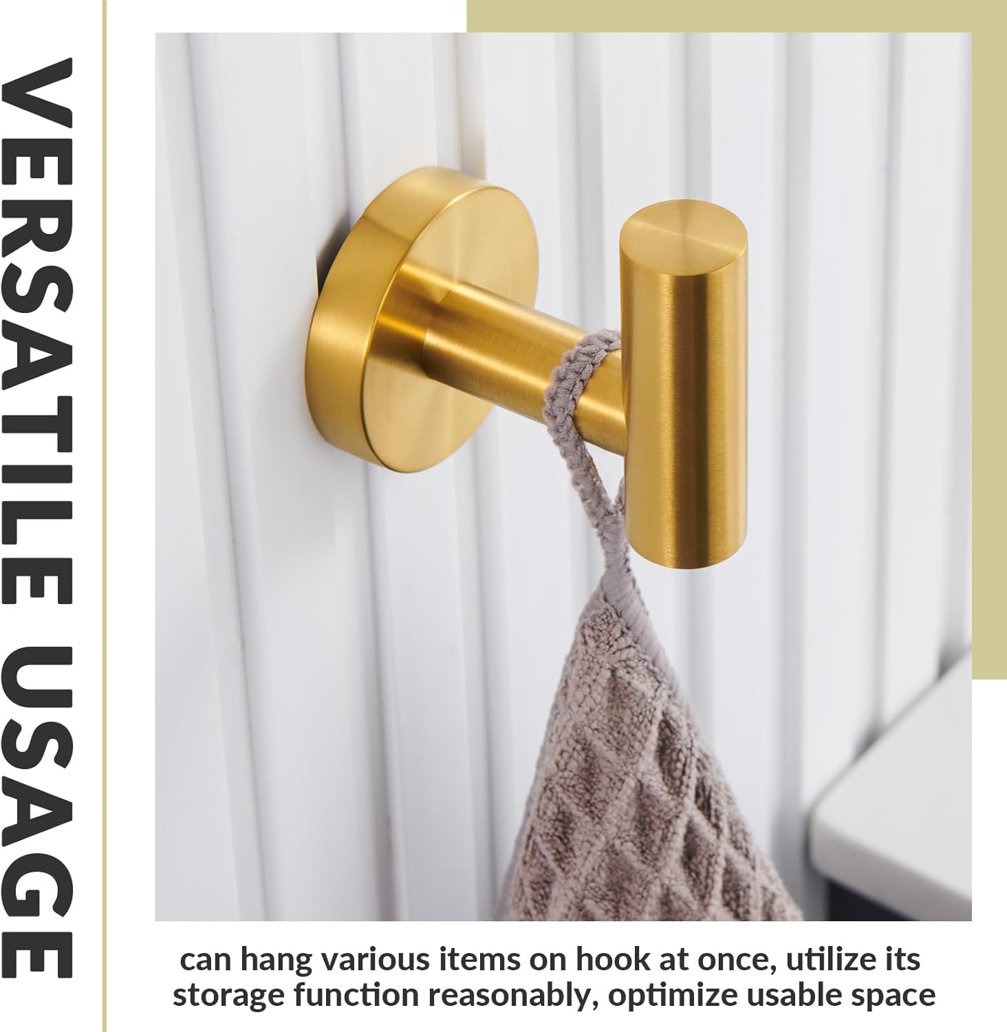 Sturdy Stainless Steel Robe Hook Brushed Gold Wall Hook for Home Storage