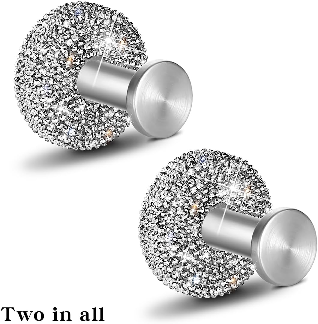 GUFONKOD Polished Matte Chrome Bling Hooks for Shower Bathroom Kitchen Up to 15 lbs - Rhinestone Design