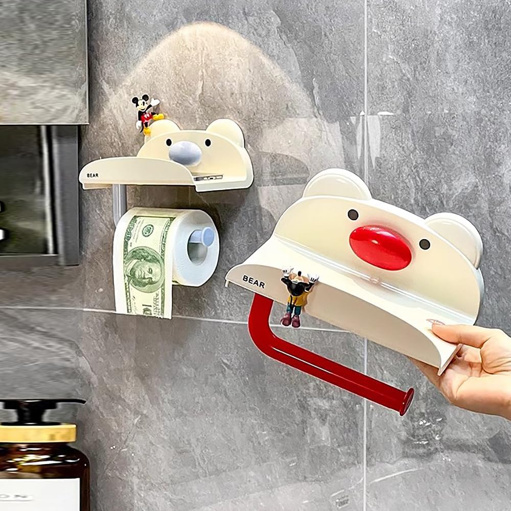 HZZCSM Suction Cup Toilet Paper Holder No Drill Mount for Small Spaces Yellow