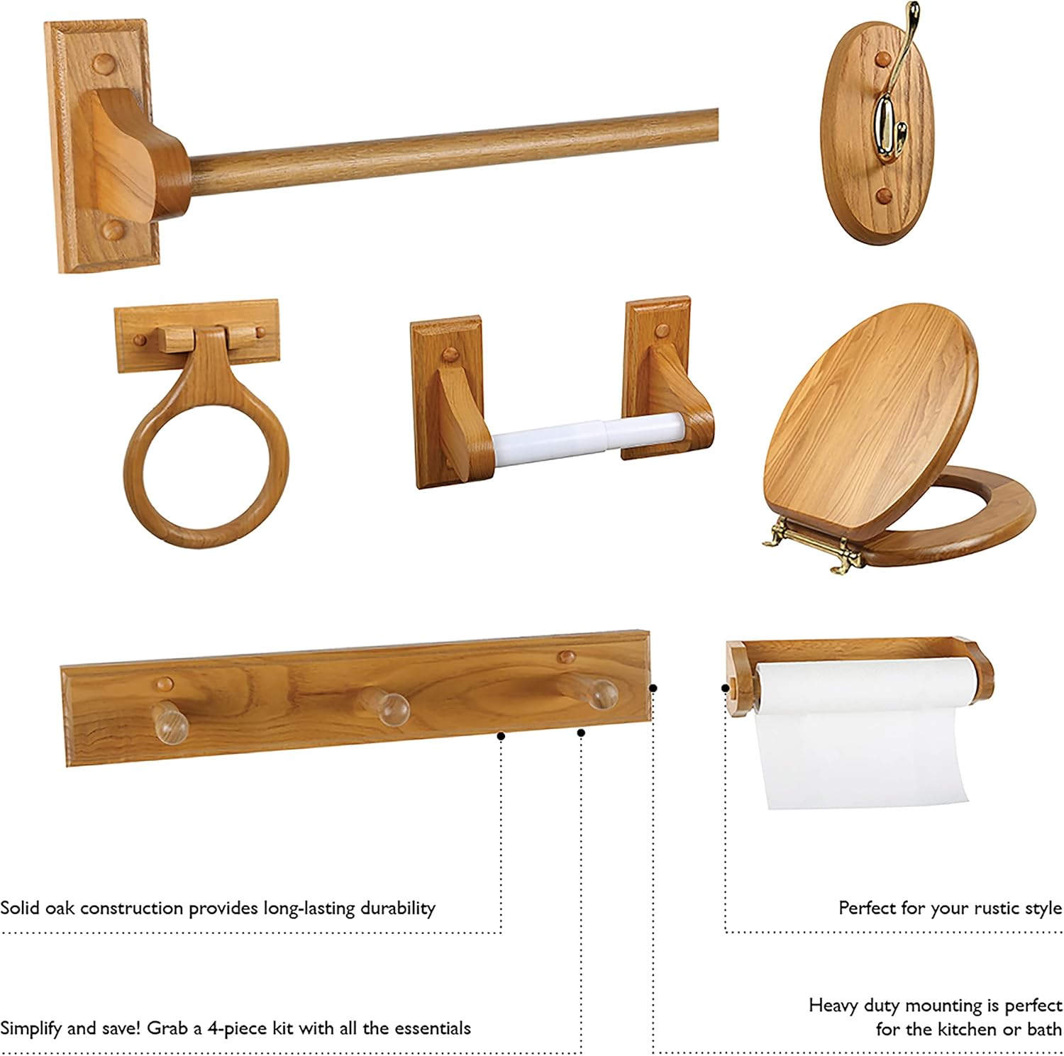 Experience a relaxed elegance with the Design House Dalton Triple Robe Hook in Honey Oak