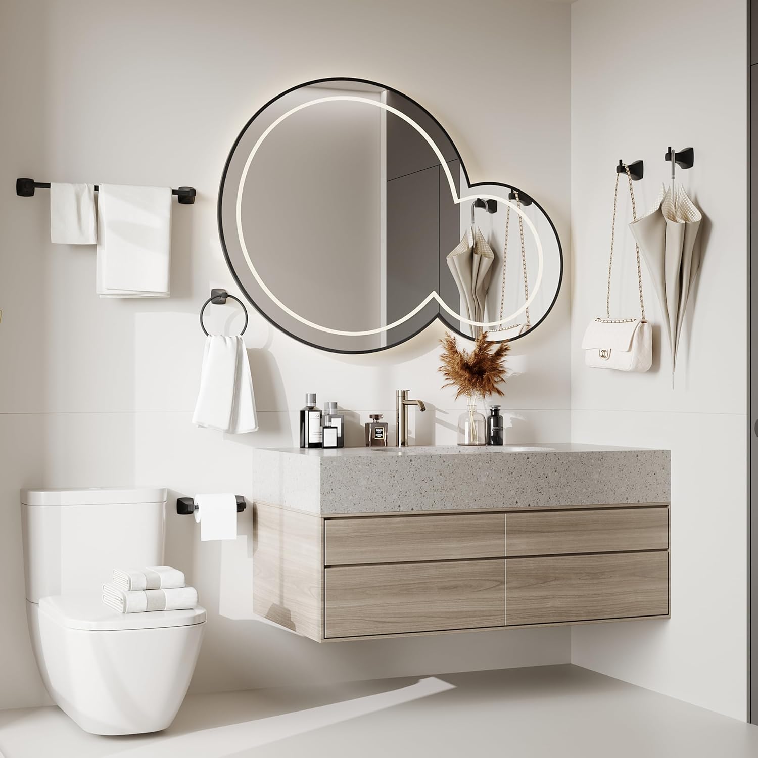 Towel Hook Set of 2 Matte Black Wall Hook for Bathroom Kitchen Bedroom