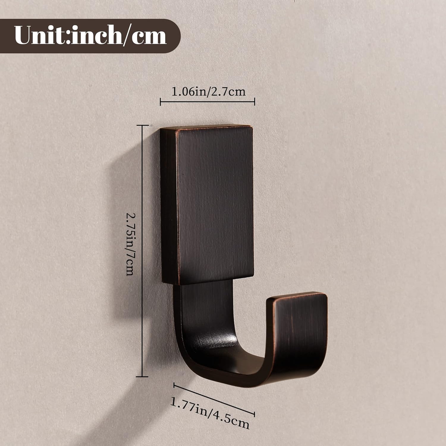 BigBig Home Rust-Resistant Bronze Towel Hooks Oil Rubbed Bathroom Wall-Mounted Space-Saving 4-Pack