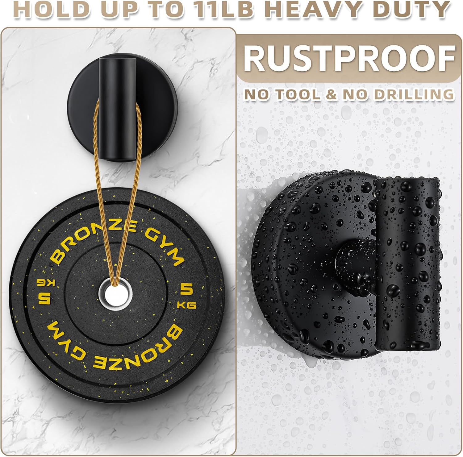 Heavy Duty Suction Cup Shower Hooks for Bathroom - Matte Black 4-Pack with Easy Installation