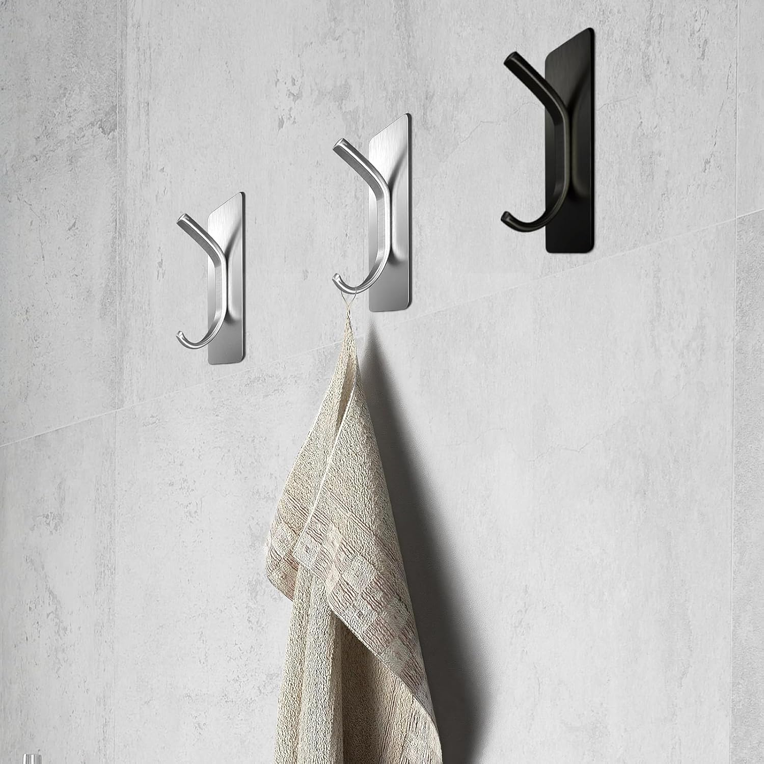 8PCS Berkwood Self-Adhesive Stainless Steel Towel Hook Wall-Mounted Berkshire White 5LB Capacity