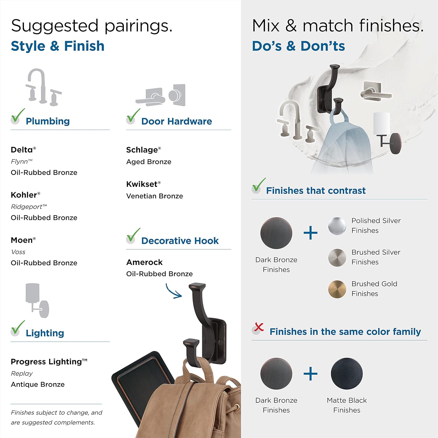 Stylish Decorative Wall Hook Amerock H37007ORB Oil Rubbed Bronze Bathroom Closet